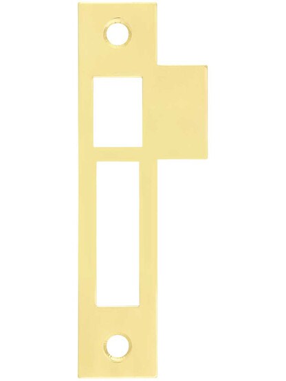 4 3/8-Inch Solid Brass Mortise Lock Strike Plate in Un-Lacquered Brass.